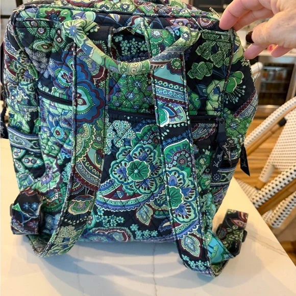 Vera Bradley Blue and Green Paisley Backpack - Picture 4 of 6